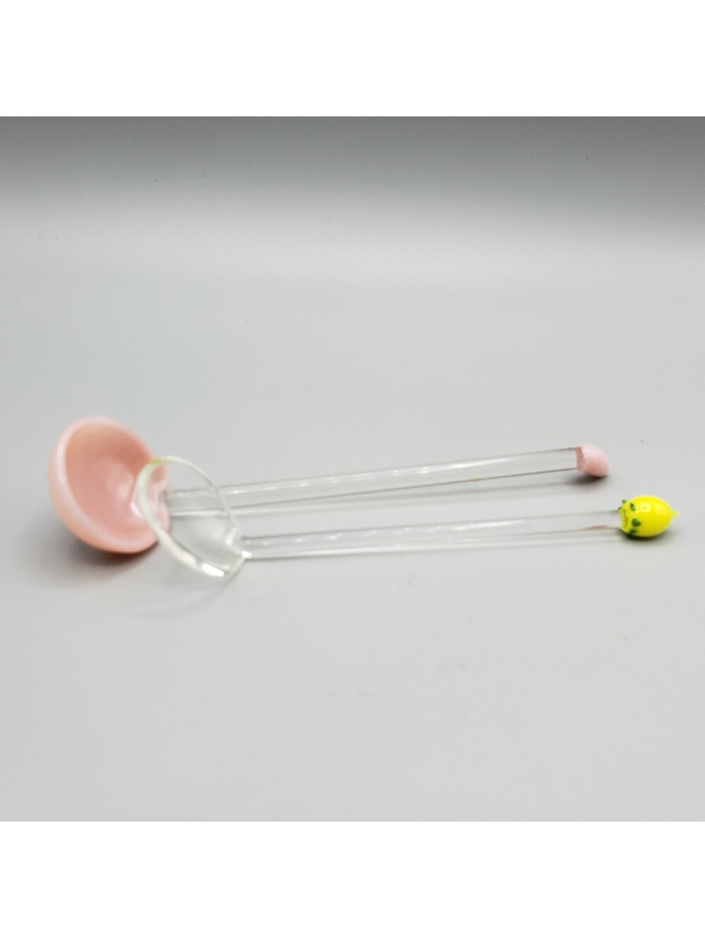 Art Glass Condiment Spoons Servers Stirrers Mayonnaise QTY 2 Honey Jam Pink Slag